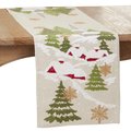 Saro Lifestyle SARO  16 x 70 in. Oblong Natural Embroidered Christmas Mountain Table Runner 1706.N1670B
